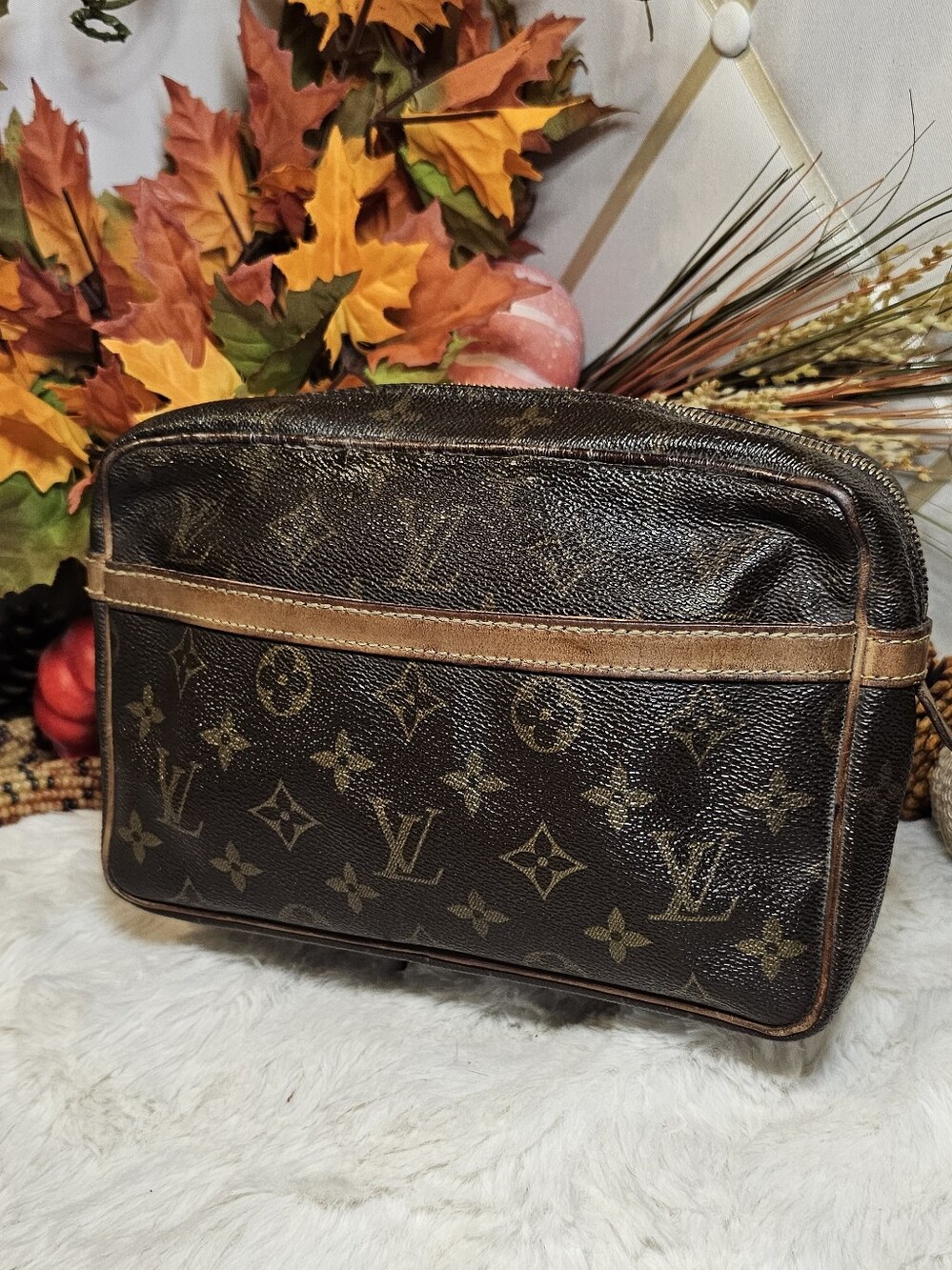 Louis Vuitton Brown Monogram Canvas Toiletry Pouch with Tan Trim